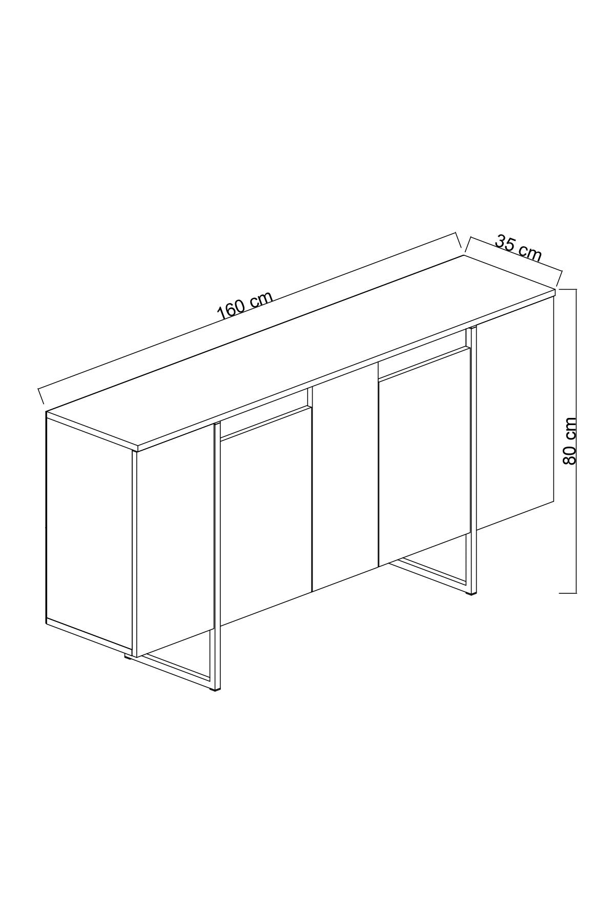 Dressoirs - Modern Dressoir Antraciet Luxe 160x80x35 - Gouden Frame - Dimehouse