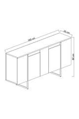Dressoirs - Modern Dressoir Antraciet Luxe 160x80x35 - Gouden Frame - Dimehouse