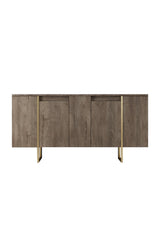 Dressoirs - Modern Dressoir Walnoot Luxe 160x80x35 - Gouden Frame - Dimehouse
