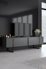 Meubelsets - Meubelset Antraciet Luxe - Salontafel + TV Meubel + Dressoir - Zwart Frame - Dimehouse