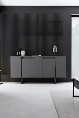 Meubelsets - Meubelset Antraciet Luxe - Salontafel + TV Meubel + Dressoir - Zwart Frame - Dimehouse