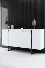 Meubelsets - Meubelset Wit Luxe - Salontafel + TV Meubel + Dressoir - Zwart Frame - Dimehouse