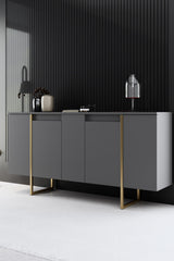 Conjunto-de-muebles-Antracita-Lujo---Mesa-de-centro-+-Mueble-TV-+-Aparador---Marco-Dorado