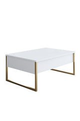 Meubelsets - Meubelset Wit Luxe - Salontafel + TV Meubel + Dressoir - Gouden Frame - Dimehouse