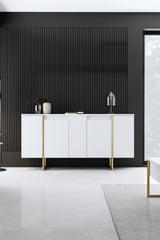 Meubelsets - Meubelset Wit Luxe - Salontafel + TV Meubel + Dressoir - Gouden Frame - Dimehouse