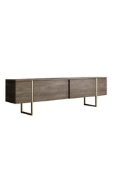 Meubelsets - Meubelset Walnoot Luxe - Salontafel + TV Meubel + Dressoir - Gouden Frame - Dimehouse