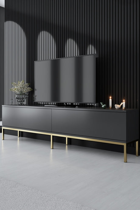 Meubelsets - Meubelset Antraciet Lord - Salontafel + TV Meubel + Dressoir - Gouden Frame - Dimehouse