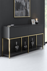 Meubelsets - Meubelset Antraciet Lord - Salontafel + TV Meubel + Dressoir - Gouden Frame - Dimehouse