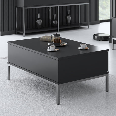Salontafels - Rechthoekige Salontafel Antraciet Lord 90x60 - Zilver Frame - Dimehouse