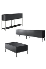 Meubelsets - Meubelset Antraciet Lord - Salontafel + TV Meubel + Dressoir - Zilver Frame - Dimehouse