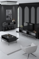 Meubelsets - Meubelset Antraciet Lord - Salontafel + TV Meubel + Dressoir - Zilver Frame - Dimehouse