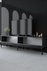 TV Meubels - TV Meubel Lord Antraciet Zwart Melamine 180x47x30 cm - Dimehouse