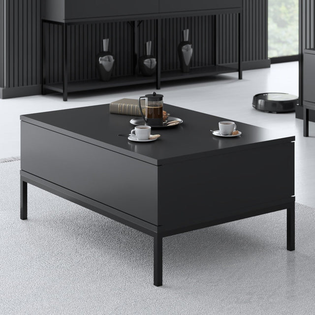 Salontafels - Rechthoekige Salontafel Antraciet Lord 90x60 - Zwart Frame - Dimehouse