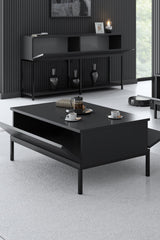 Salontafels - Rechthoekige Salontafel Antraciet Lord 90x60 - Zwart Frame - Dimehouse