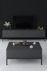 Salontafels - Rechthoekige Salontafel Antraciet Lord 90x60 - Zwart Frame - Dimehouse