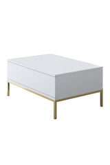 Salontafels - Rechthoekige Salontafel Wit Lord 90x60 - Gouden Frame - Dimehouse