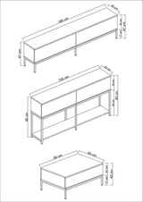 Meubelsets - Meubelset Wit Lord - Salontafel + TV Meubel + Dressoir - Gouden Frame - Dimehouse