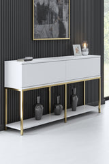 Meubelsets - Meubelset Wit Lord - Salontafel + TV Meubel + Dressoir - Gouden Frame - Dimehouse