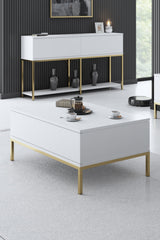 Meubelsets - Meubelset Wit Lord - Salontafel + TV Meubel + Dressoir - Gouden Frame - Dimehouse