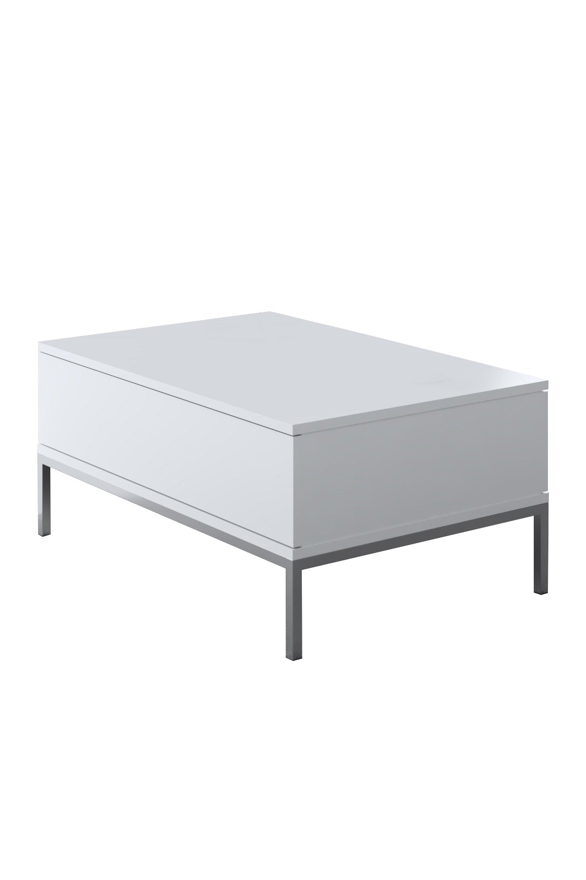 Salontafels - Rechthoekige Salontafel Wit Lord 90x60 - Zilver Frame - Dimehouse
