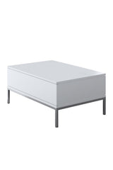 Salontafels - Rechthoekige Salontafel Wit Lord 90x60 - Zilver Frame - Dimehouse