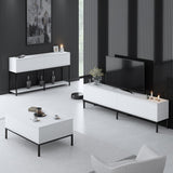 Meubelsets - Meubelset Wit Lord - Salontafel + TV Meubel + Dressoir - Zwart Frame - Dimehouse