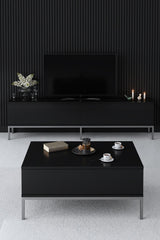 Salontafels - Rechthoekige Salontafel Zwart Lord 90x60 - Zilver Frame - Dimehouse