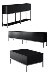 Meubelsets - Meubelset Zwart Lord - Salontafel + TV Meubel + Dressoir - Zilver Frame - Dimehouse
