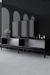 TV Meubels - TV Meubel Lord Zwart Melamine 180x47x30 cm - Dimehouse