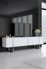 Meubelsets - Meubelset Wit Luxe - Salontafel + TV Meubel + Dressoir Luxe - Zilver Frame - Dimehouse