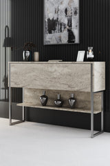 Meubelsets - Meubelset Travertin Luxe - Salontafel + TV Meubel + Dressoir - Zilver Frame - Dimehouse