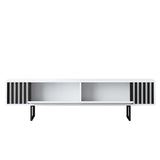 TV Meubels - TV Meubel Wit Chrome Line 180x48x30 - Zwart Frame - Dimehouse