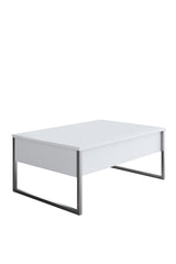 Salontafels - Rechthoekige Salontafel Wit Luxe 90x60 - Zilver Frame - Dimehouse