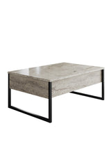 Salontafels - Rechthoekige Salontafel Travertin Luxe 90x60 - Zwart Frame - Dimehouse