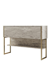 Dressoirs - Modern Dressoir Travertin Luxe 120x80x30 - Gouden Frame - Eén Vak - Dimehouse