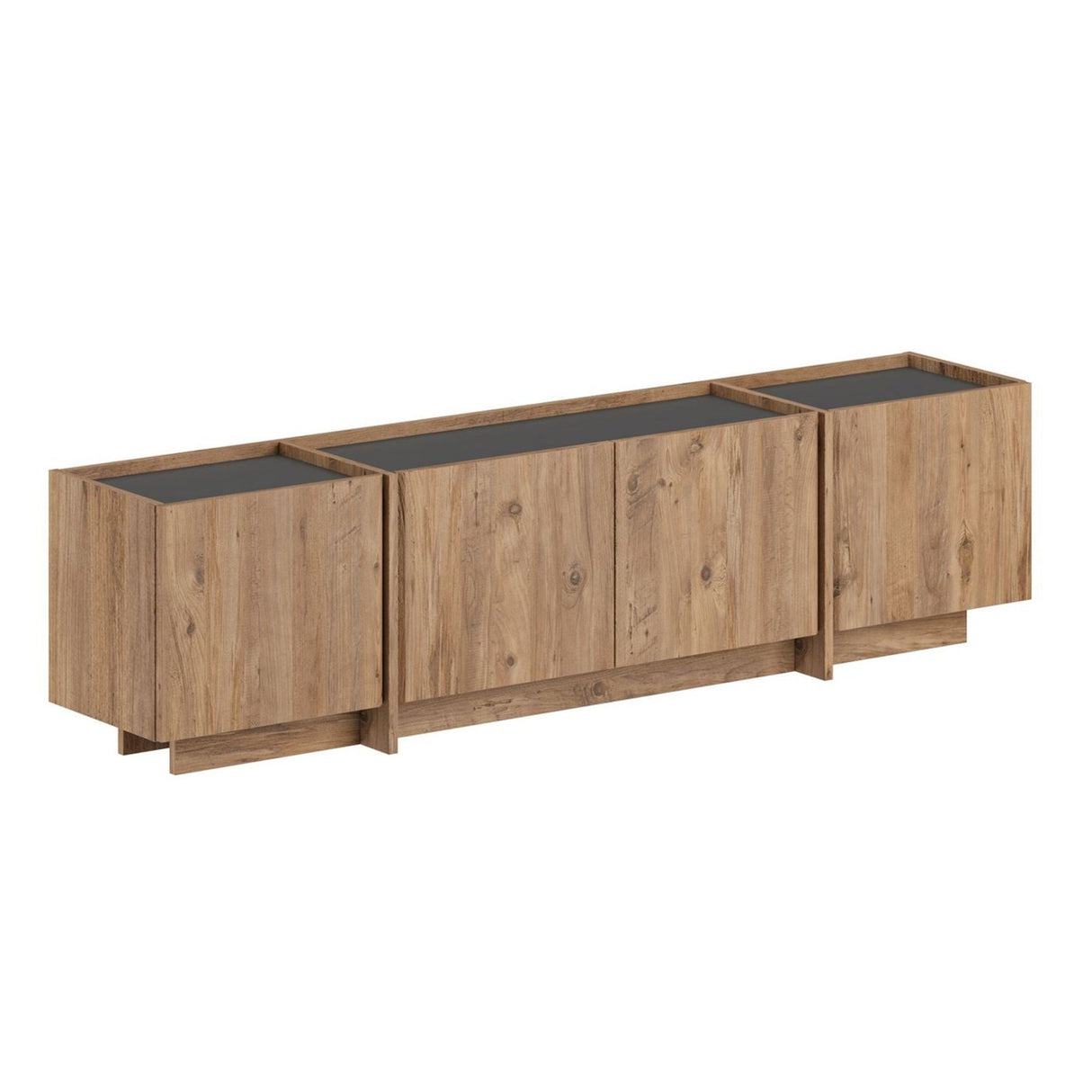 Mueble TV Lowen imitación roble 180 cm Pino Atlántico y madera de melamina antracita