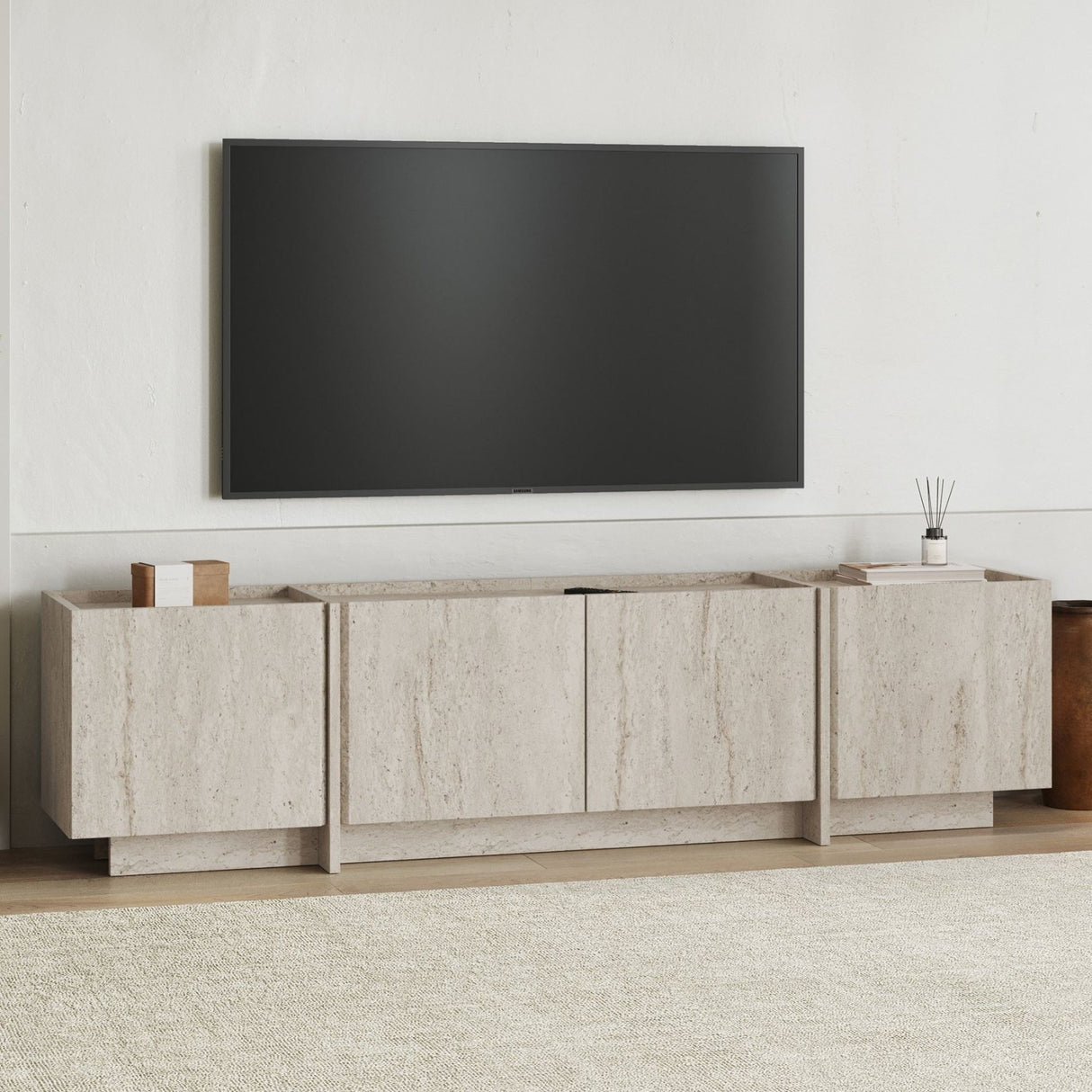 Lowen Mueble TV travertino 180 cm Madera melaminada