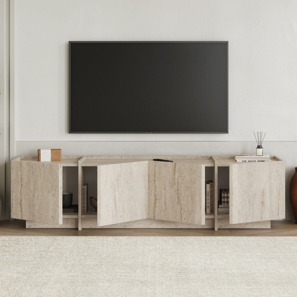 Lowen Mueble TV travertino 180 cm Madera melaminada