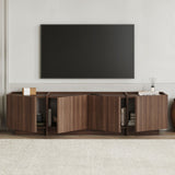 Mueble TV Lowen en nogal Milano 180 cm compuesto de madera revestido de melamina