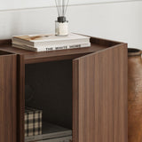 Mueble TV Lowen en nogal Milano 180 cm compuesto de madera revestido de melamina
