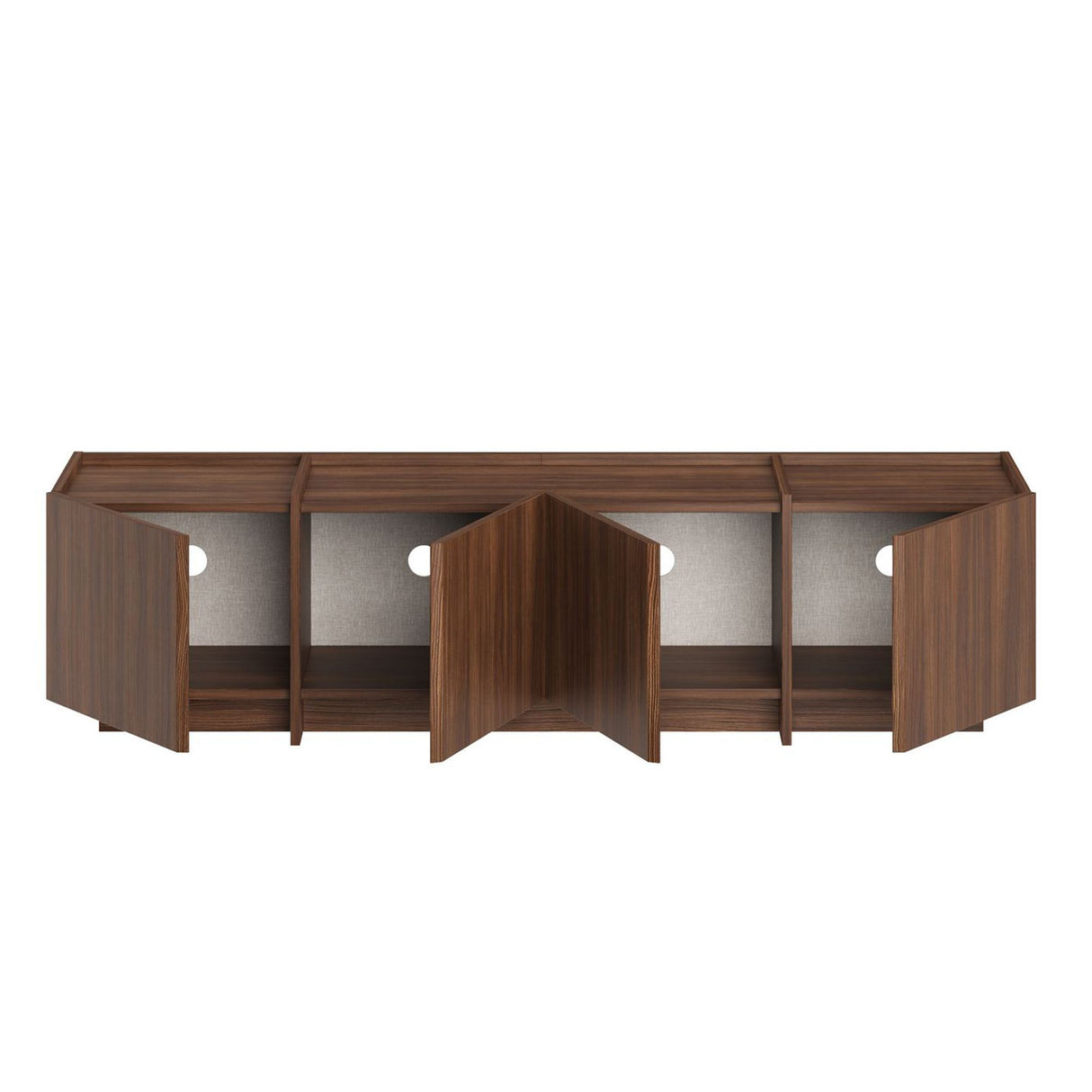 Mueble TV Lowen en nogal Milano 180 cm compuesto de madera revestido de melamina