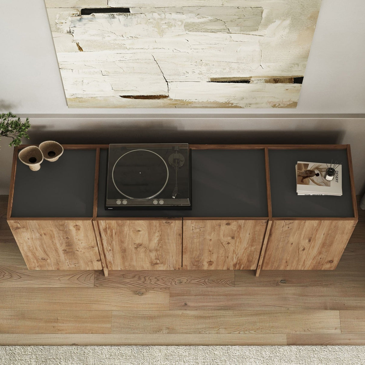 Mesa auxiliar Dorma imitación roble 180 cm Pino atlántico y antracita Madera revestida de melamina