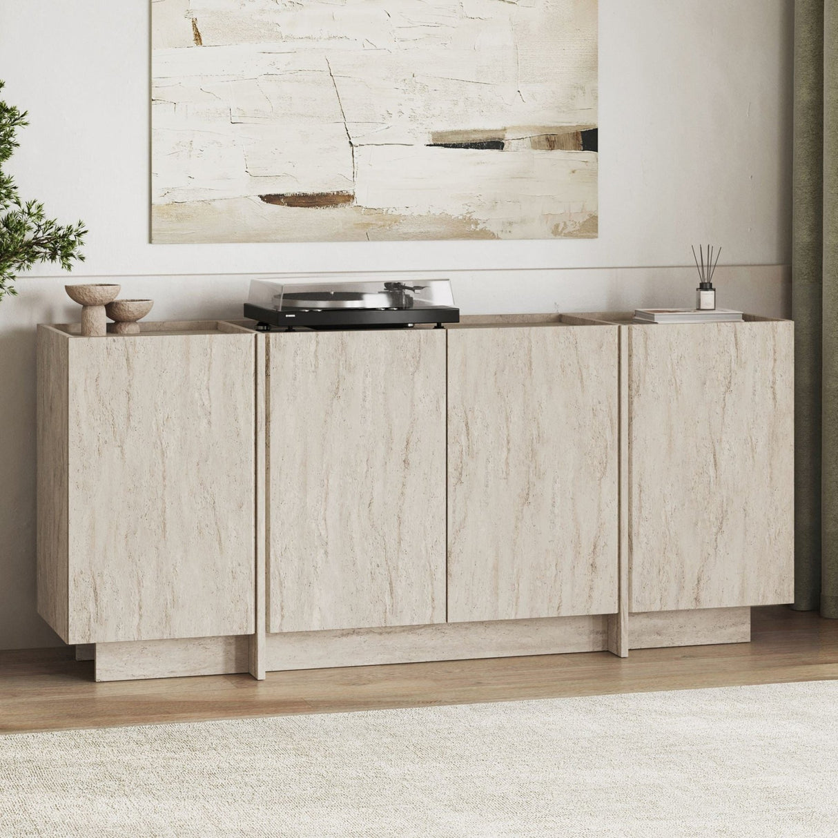 Mesa consola Dorma aspecto travertino 180 cm Madera melaminada