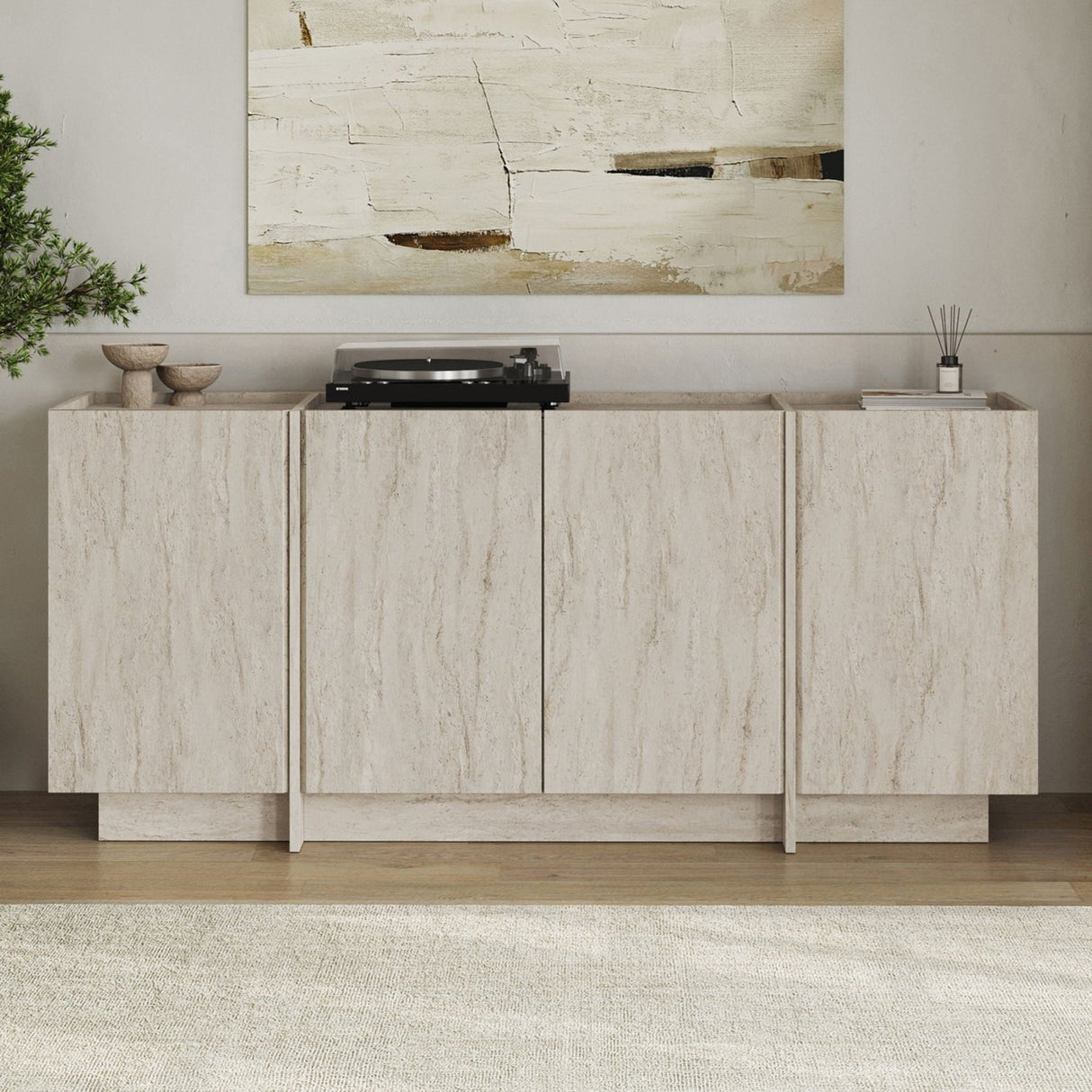 Mesa consola Dorma aspecto travertino 180 cm Madera melaminada