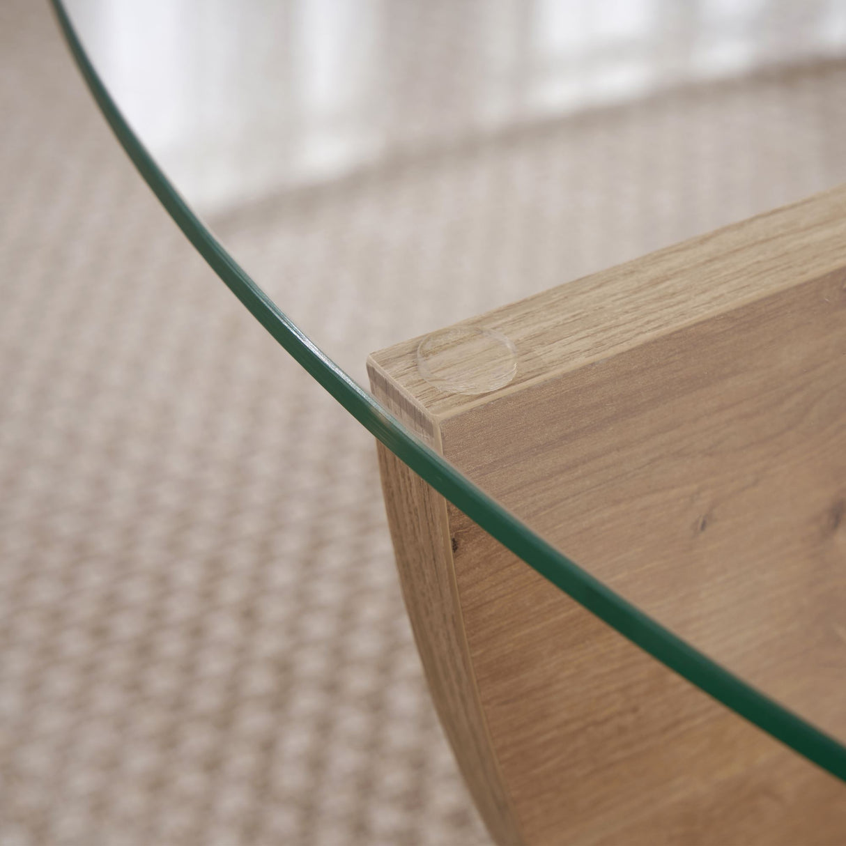 Mesa de centro Liya Roble Zafiro ovalada 90 cm Vidrio templado