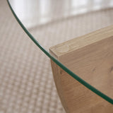 Mesa de centro Liya Roble Zafiro ovalada 90 cm Vidrio templado