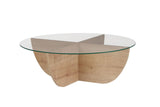 Mesa de centro Liya Roble Zafiro ovalada 90 cm Vidrio templado