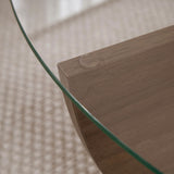 Mesa de centro Liya nogal ovalada 90 cm Vidrio templado