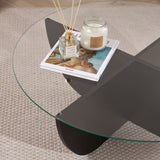 Mesa de centro Liya ovalada aspecto madera negra 90 cm Vidrio templado
