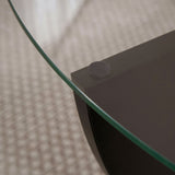 Mesa de centro Liya ovalada aspecto madera negra 90 cm Vidrio templado